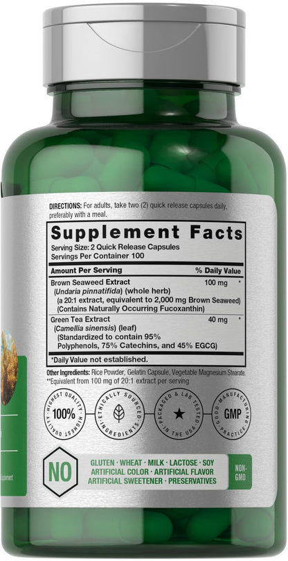 Horbäach Brown Seaweed Extract Capsules 2000mg – 200 Pills | Fucoxanthin, Non-GMO, Gluten Free
