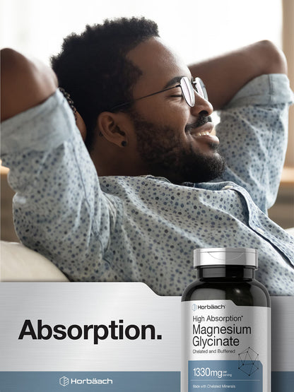 Horbäach Buffered Magnesium Glycinate 1330mg | 250 Capsules | Chelated Minerals