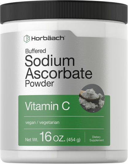 Horbäach Buffered Sodium Ascorbate Vitamin C Powder 16 oz – Vegan, Non-GMO, Gluten Free