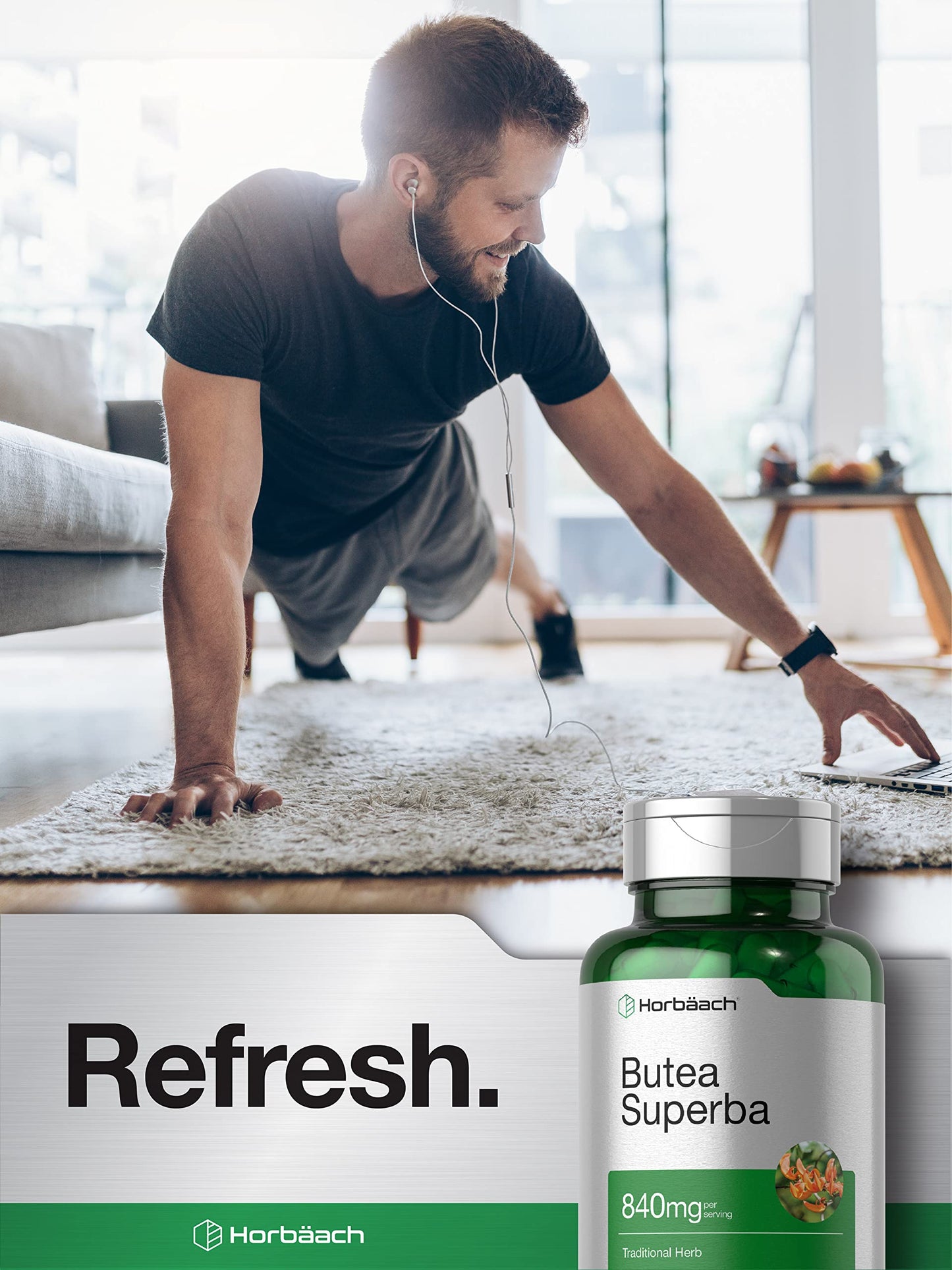 Horbäach Butea Superba Root 840mg | 90 Capsules | Male Performance | Non-GMO, Gluten-Free