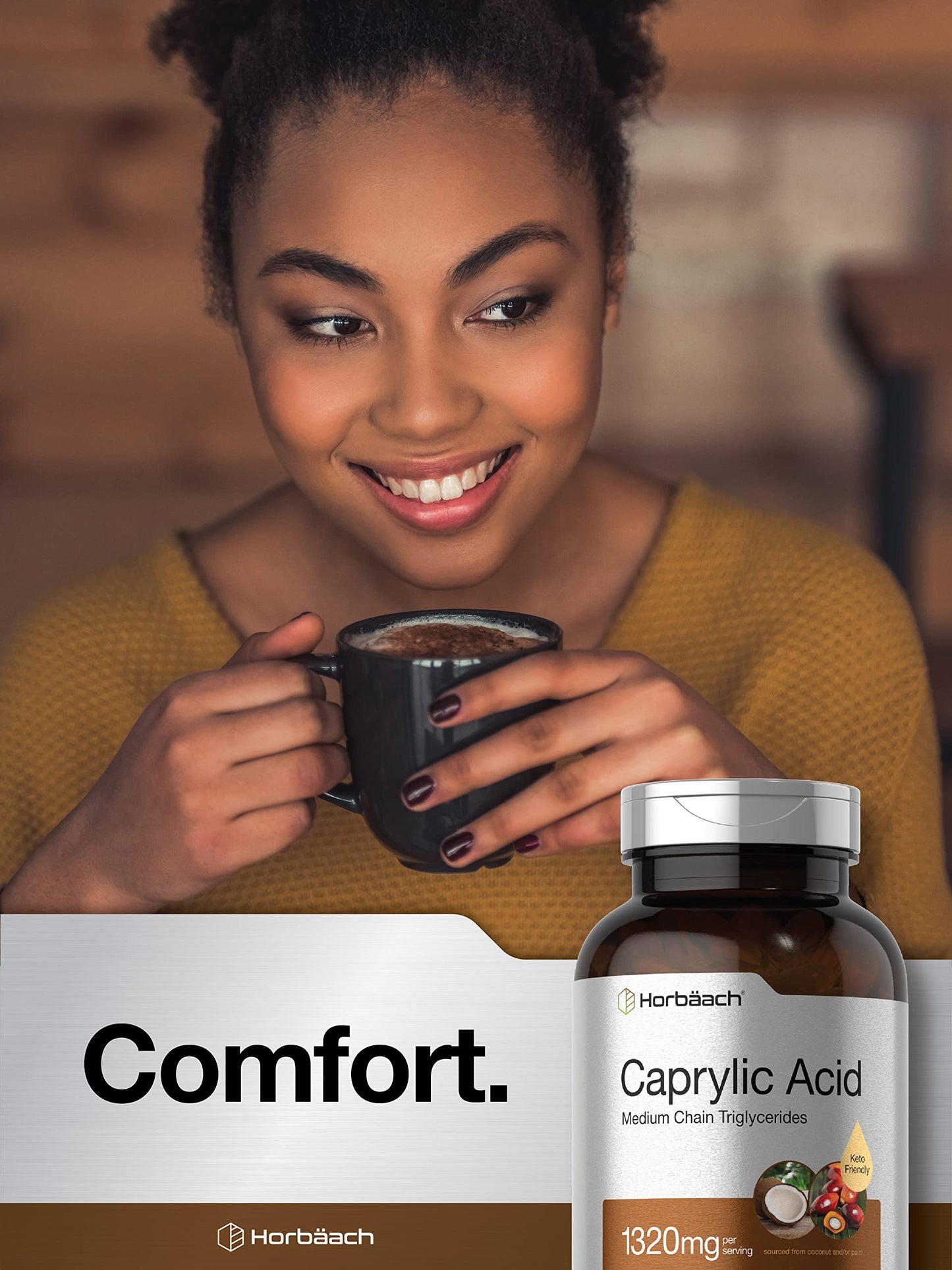 Horbaach Caprylic Acid 1320mg – 150 Softgels | MCT Oil | Non-GMO & Gluten Free