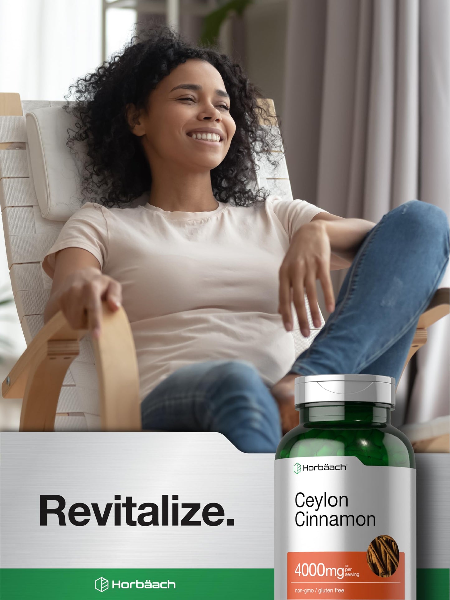 Horbäach Ceylon Cinnamon Capsules 4000mg | 250 Count | Non-GMO, Gluten Free