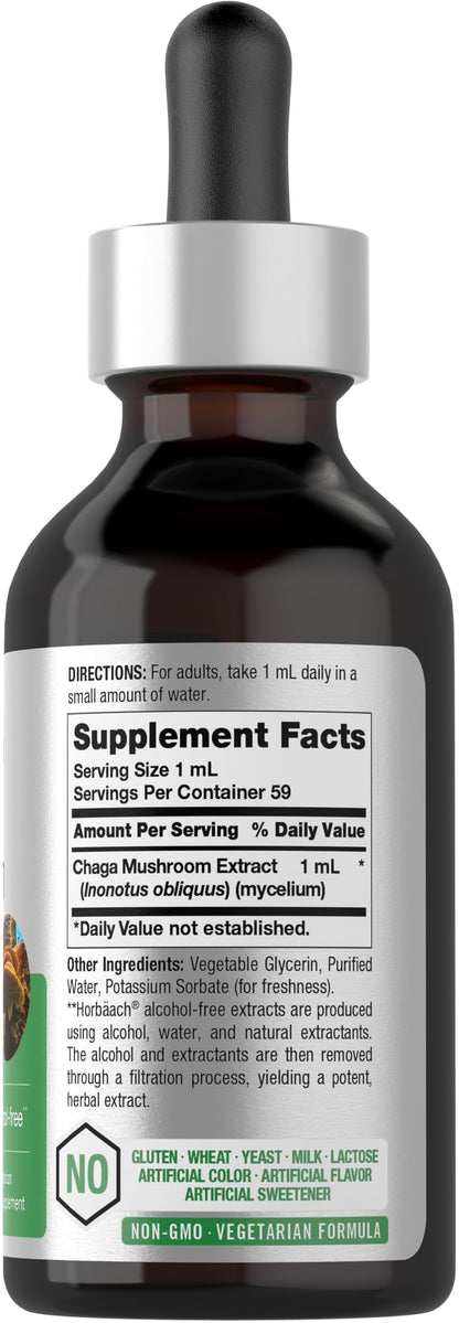 Horbaach Chaga Mushroom Extract - 2 Fl Oz | Alcohol-Free Tincture | Non-GMO & Gluten Free