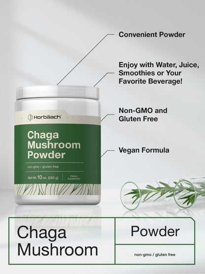 Horbäach Chaga Mushroom Powder – 10 oz | Vegan, Non-GMO & Gluten Free