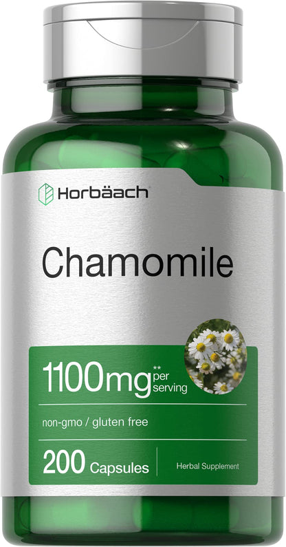 Horbäach Chamomile Flower Extract 1100mg Capsules | 200 Pills | Non-GMO