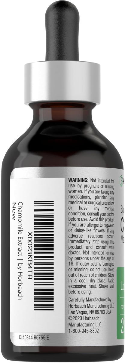 Horbäach Chamomile Extract Liquid | 2 fl oz Tincture | Alcohol Free | Super Concentrated Herb Supplement | Vegetarian Drops | Non-GMO, Gluten Free