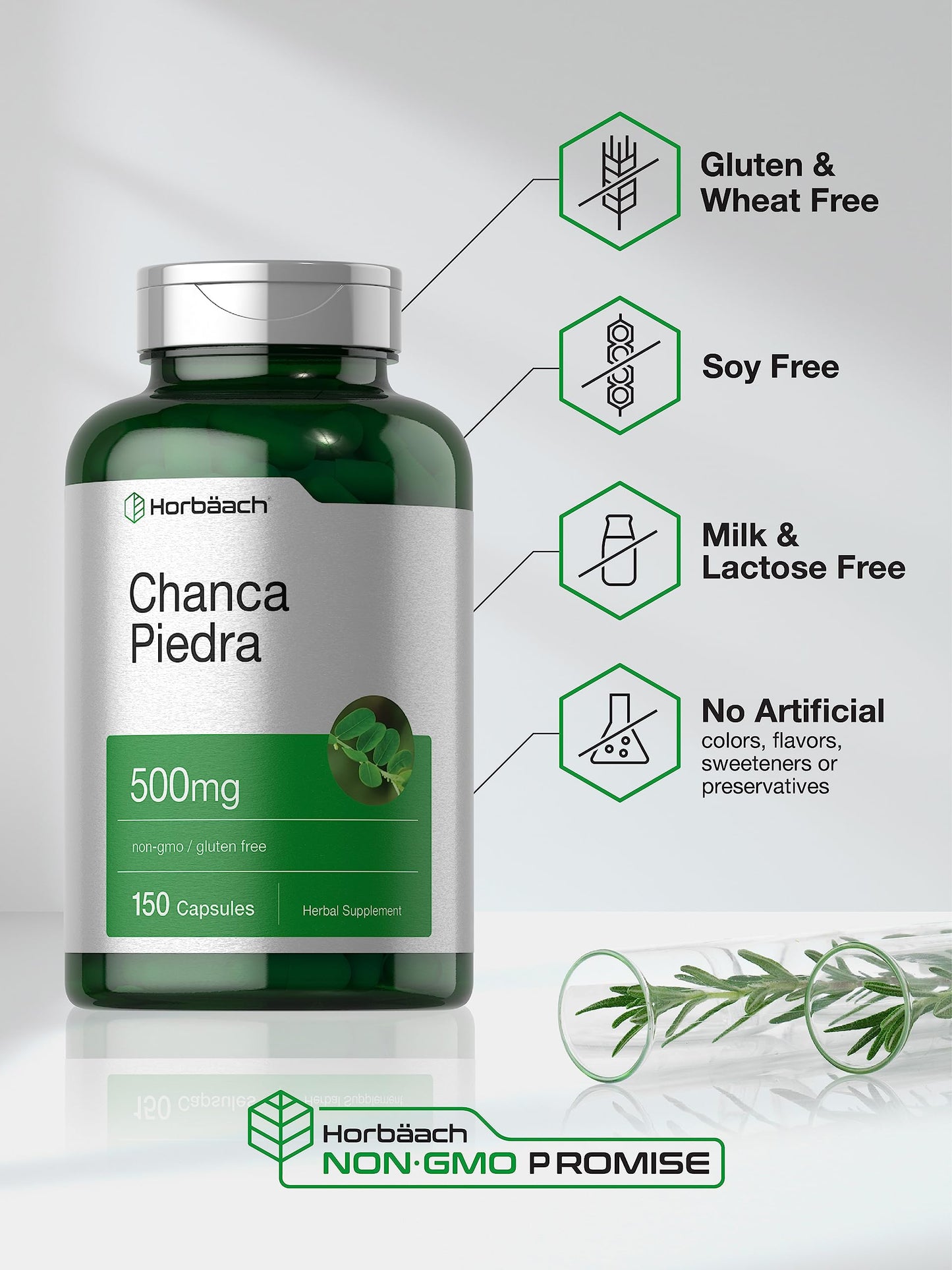 Horbäach Chanca Piedra Capsules 500mg – 150 Count – Non-GMO & Gluten Free