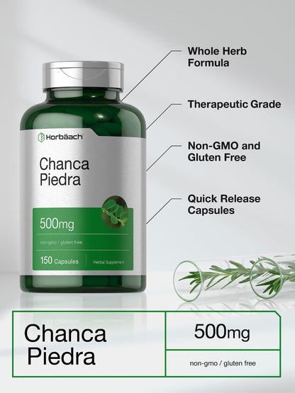 Horbäach Chanca Piedra Capsules 500mg – 150 Count – Non-GMO & Gluten Free
