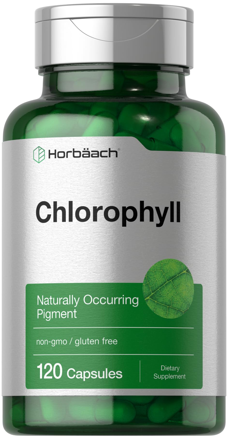 Horbäach Chlorophyll Capsules | 120 Count | Non-GMO & Gluten Free Supplement | Naturally-Occurring Pigment