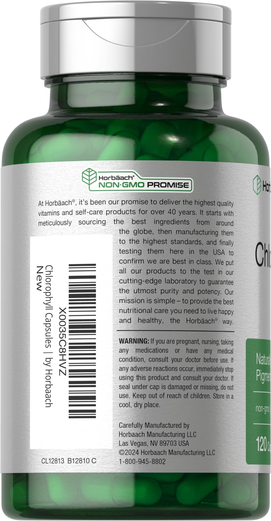Horbäach Chlorophyll Capsules | 120 Count | Non-GMO & Gluten Free Supplement | Naturally-Occurring Pigment