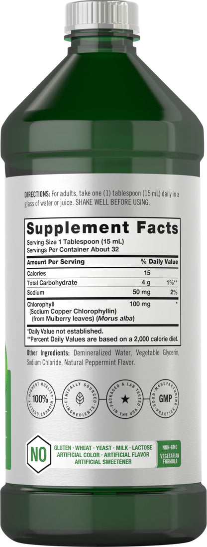 Horbäach Chlorophyll Liquid Drops 100mg – 32 oz Peppermint
