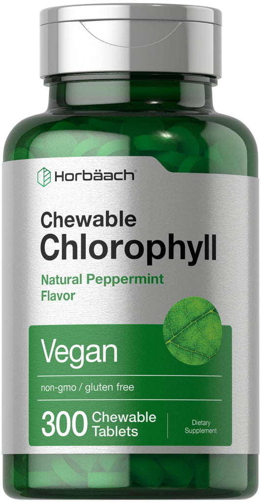 Horbäach Chlorophyll Pills | 300 Chewable Tablets | Natural Peppermint Flavor | Vegan, Non-GMO & Gluten Free Supplement BritishVita | Premium UK Vitamins & Wellness Supplements