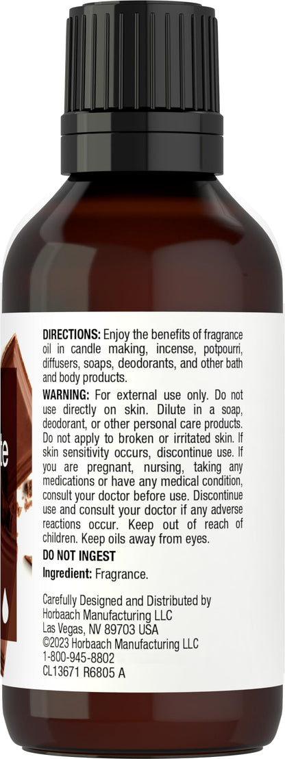 Horbäach Chocolate Fragrance Oil - 1 fl oz (30 ml) for Diffusers, Candles & Soaps | Premium Grade