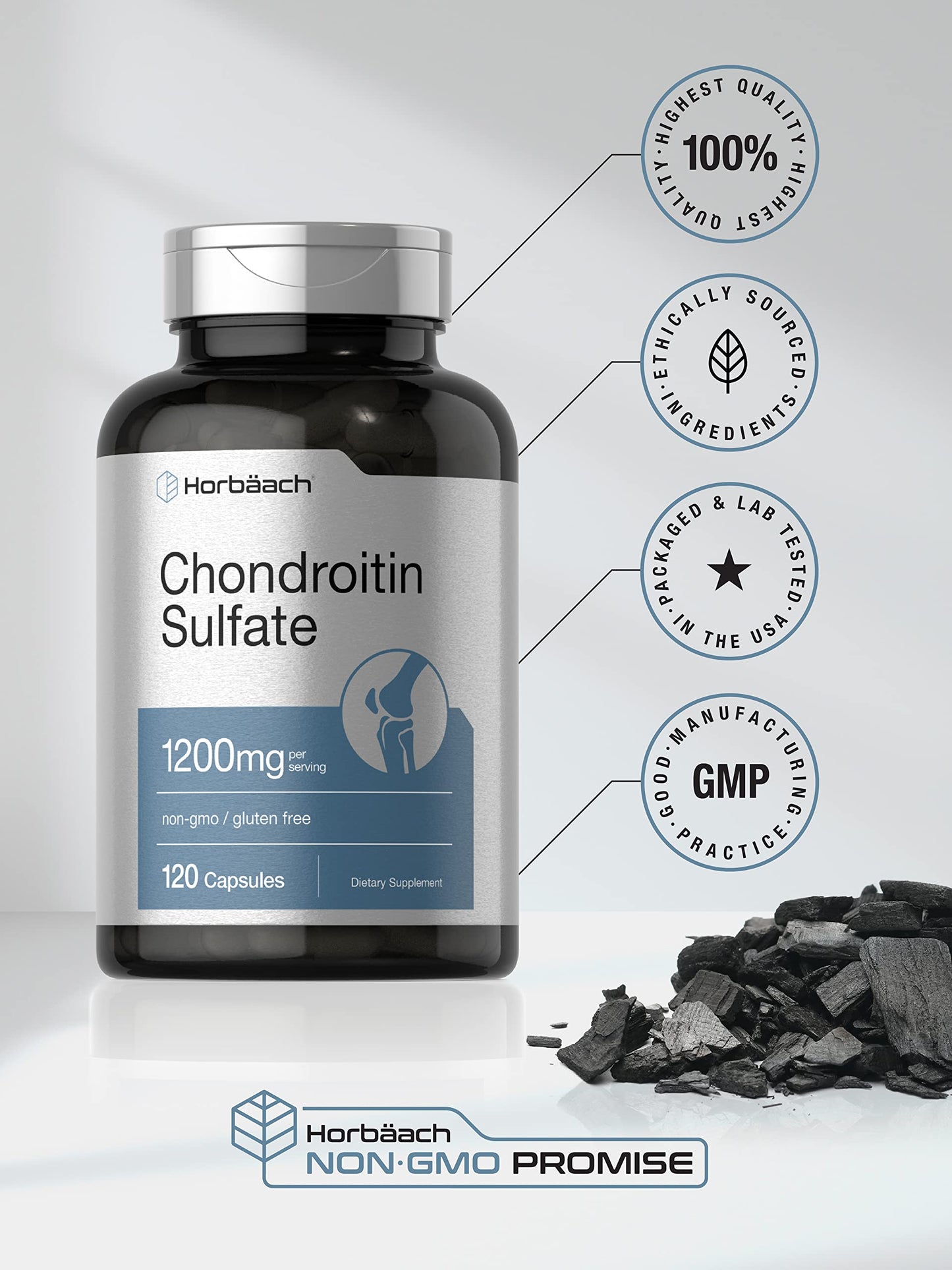 Horbaäch Chondroitin Sulfate 1200mg - 120 Capsules | Non-GMO & Gluten Free
