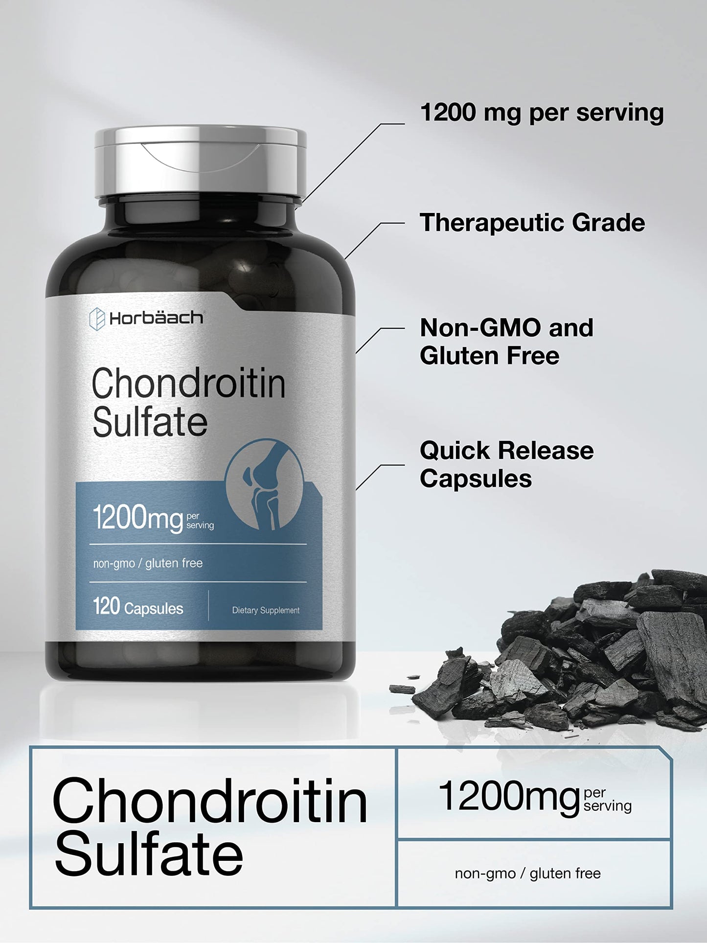 Horbaäch Chondroitin Sulfate 1200mg - 120 Capsules | Non-GMO & Gluten Free