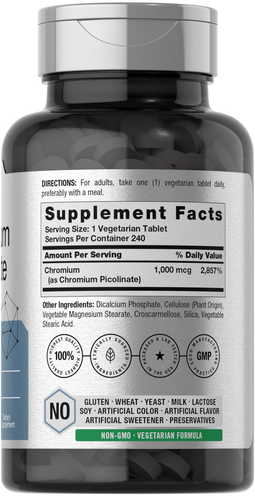 Horbaach Chromium Picolinate 1000mcg - 240 Tablets | Vegetarian, Non-GMO, Gluten Free