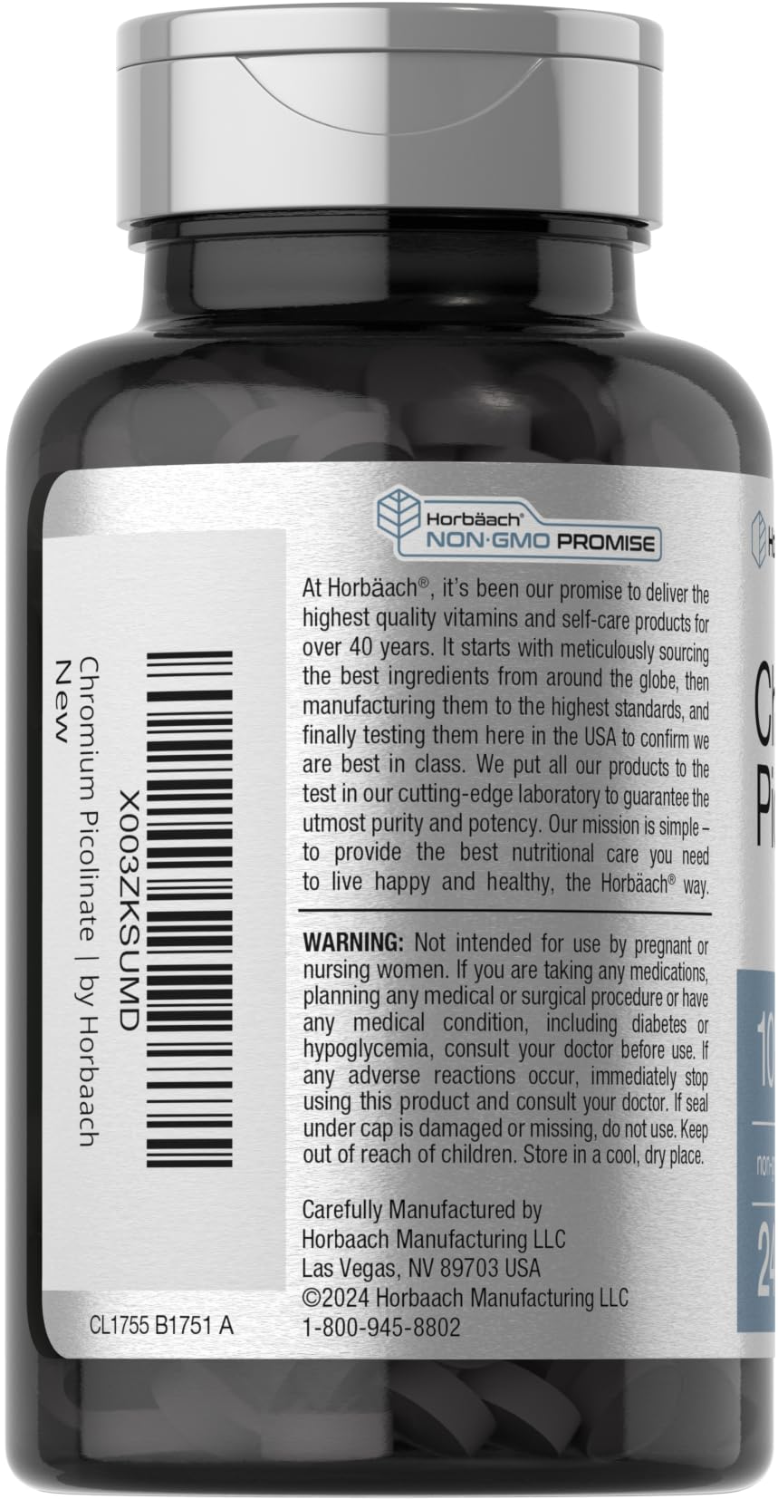 Horbaach Chromium Picolinate 1000mcg - 240 Tablets | Vegetarian, Non-GMO, Gluten Free