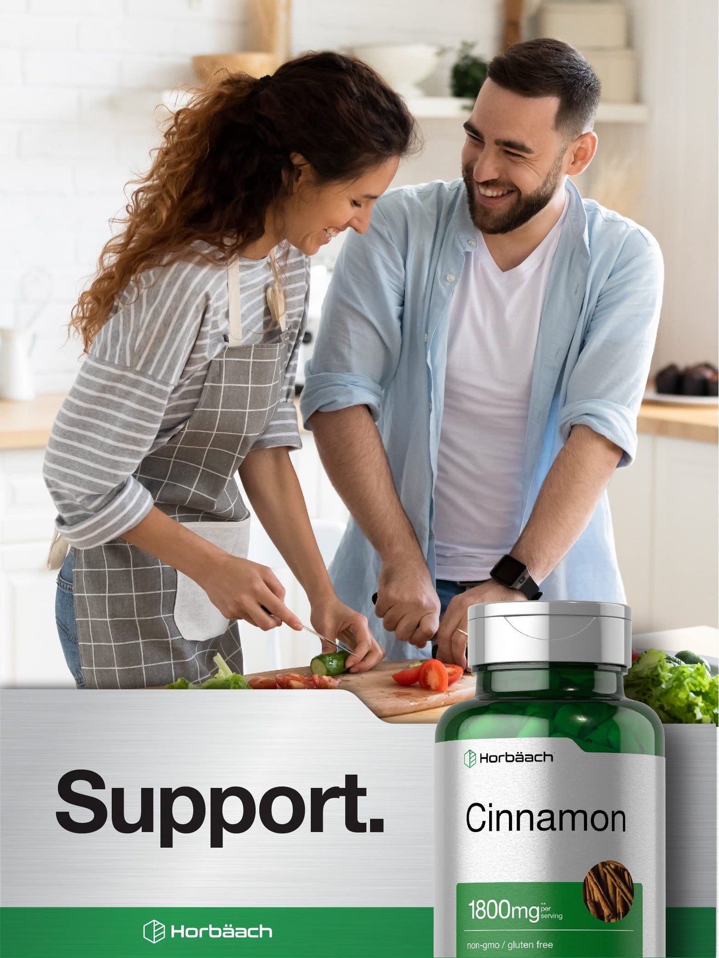 Horbäach Cinnamon Capsules 1800mg | 150 Count | Ceylon Cinnamon Supplement | Vegetarian, Non-GMO, Gluten Free