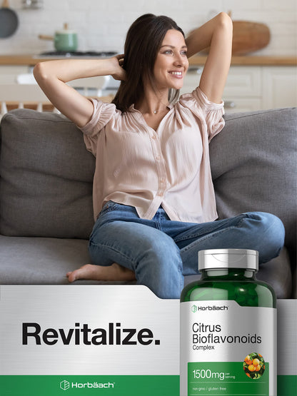 Horbäach Citrus Bioflavonoids Supplement – 1500mg, 300 Caplets | Vegetarian, Non-GMO, Gluten Free | Value Size
