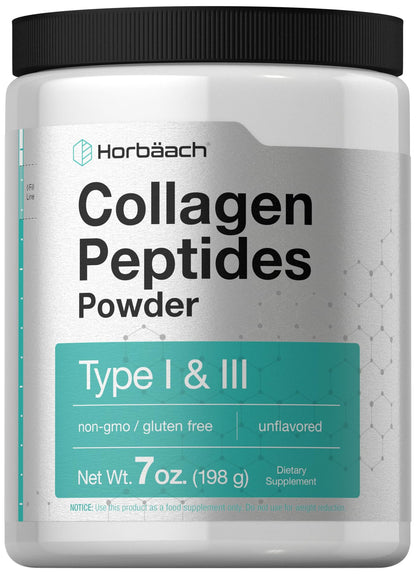 Horbäach Collagen Peptides Powder 7oz – Type I & III, Unflavored, Gluten Free