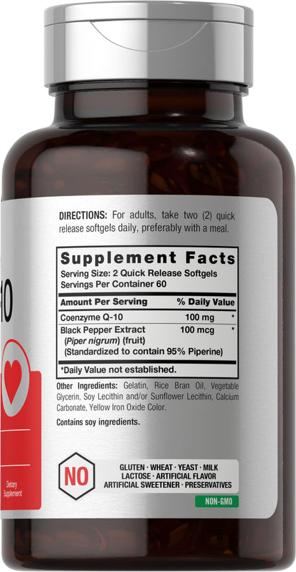 Horbäach CoQ10 100mg Softgels – 120 Count – Non-GMO & Gluten Free