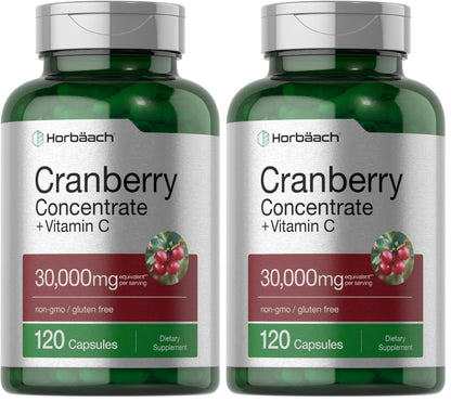 Horbäach Cranberry Concentrate Pills + Vitamin C – 30,000mg | Pack of 2