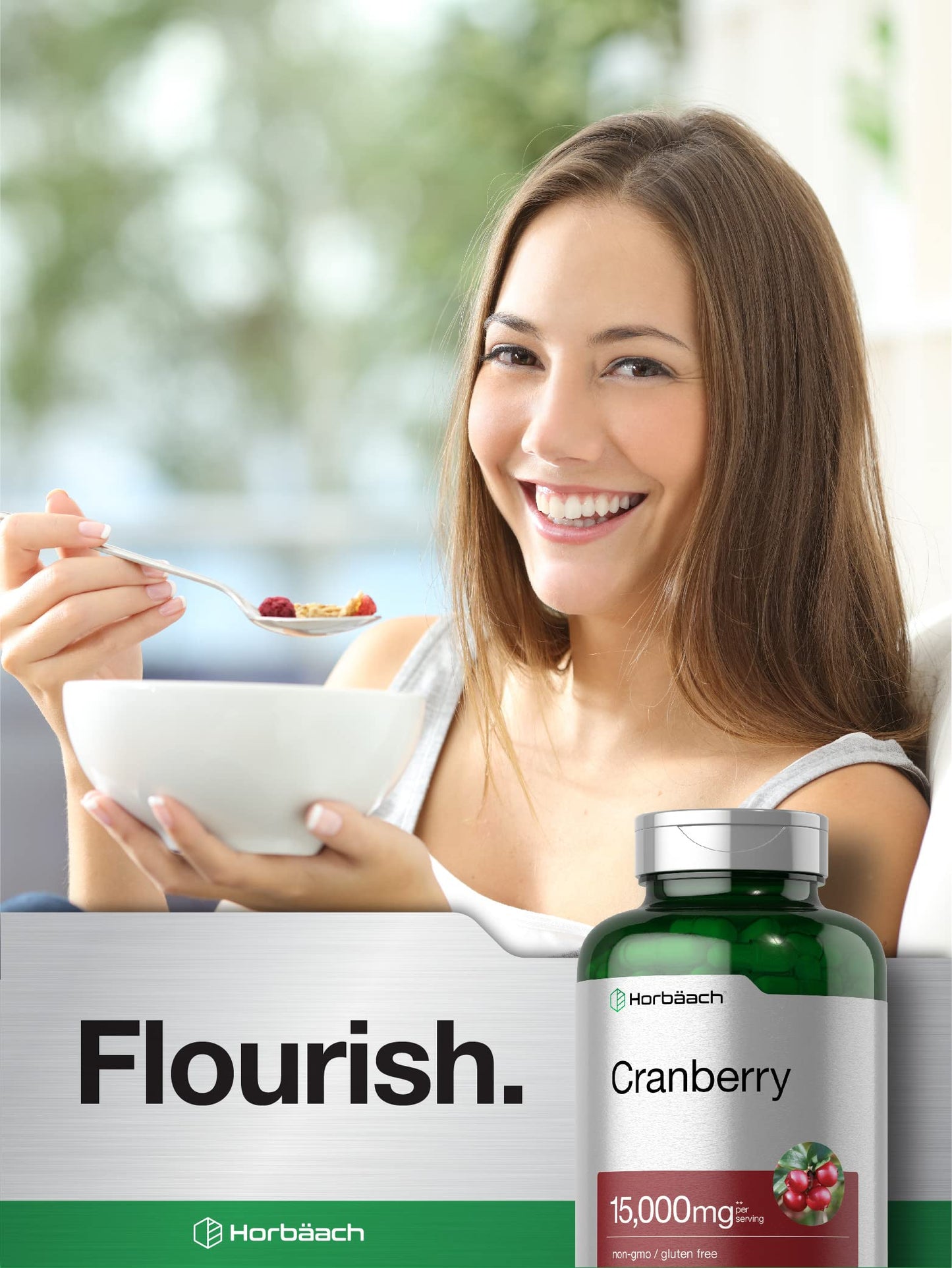Horbäach Cranberry Pills + Vitamin C – 15,000mg, 250 Capsules | Non-GMO & Gluten Free (Concentrate Extract)