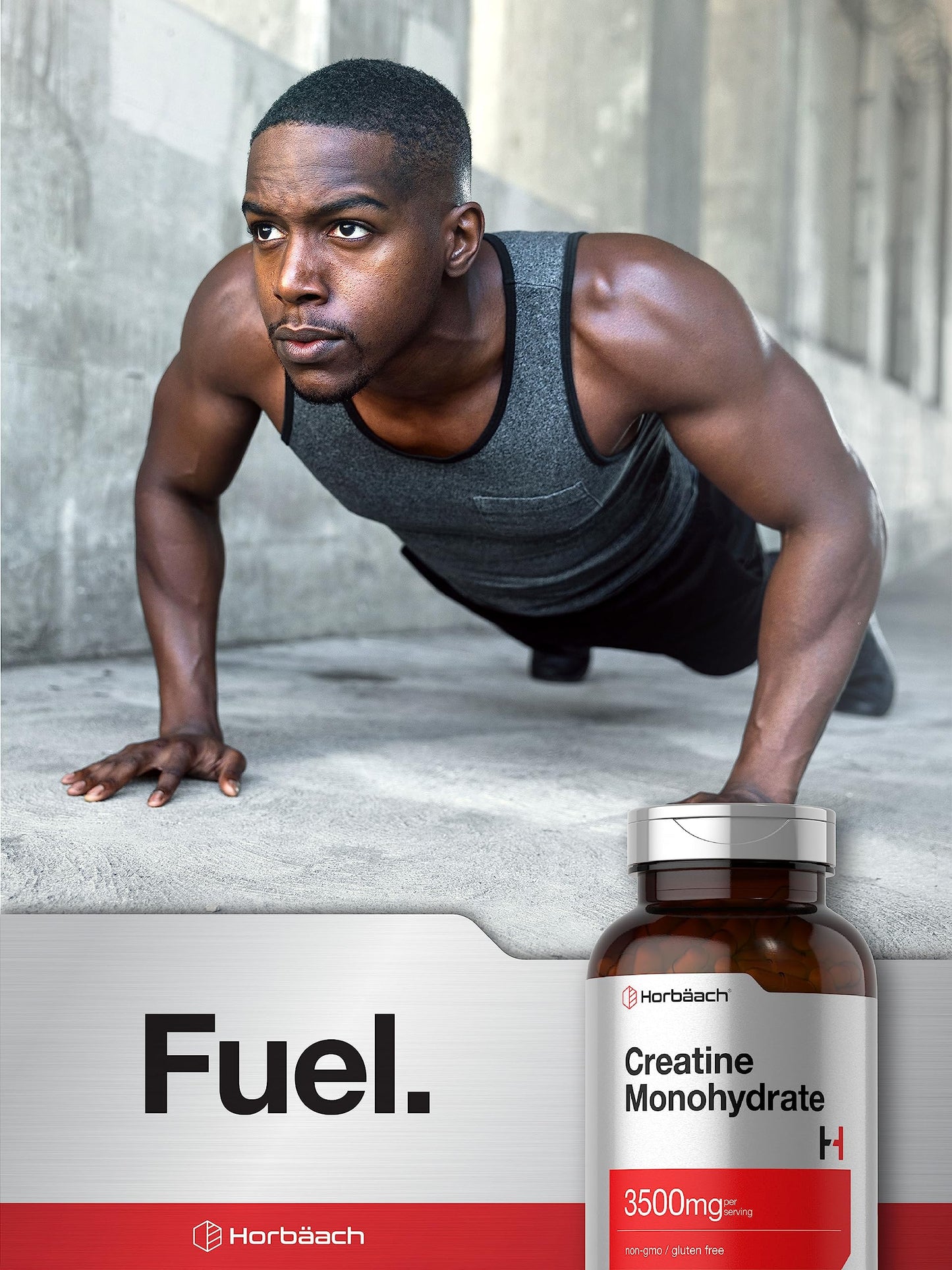 Horbäach Creatine Monohydrate Capsules - 3500mg, 300 Count | Non-GMO & Gluten Free