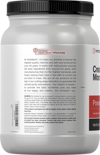 Horbäach Creatine Monohydrate Powder – 2.2 lb, Unflavored