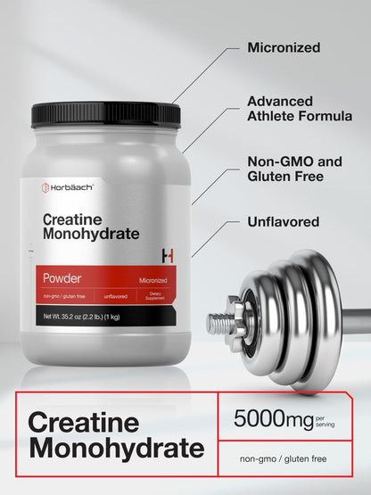Horbäach Creatine Monohydrate Powder – 2.2 lb, Unflavored