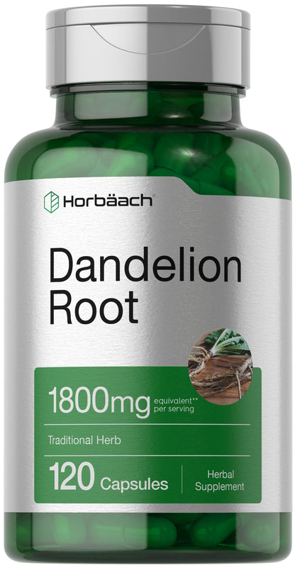 Horbäach Dandelion Root 1800mg - 120 Capsules | Non-GMO, Gluten Free