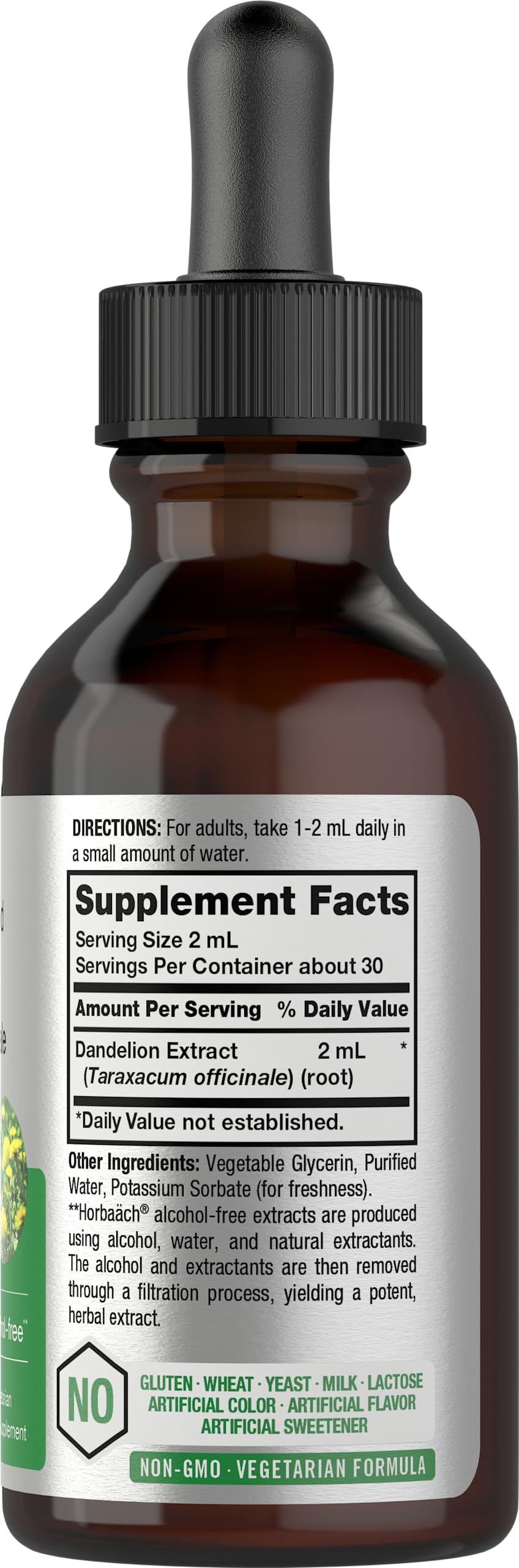 Horbäach Dandelion Root Extract Supplement - 2 fl oz | Alcohol-Free Liquid Tincture | Super Concentrated | Non-GMO & Gluten Free