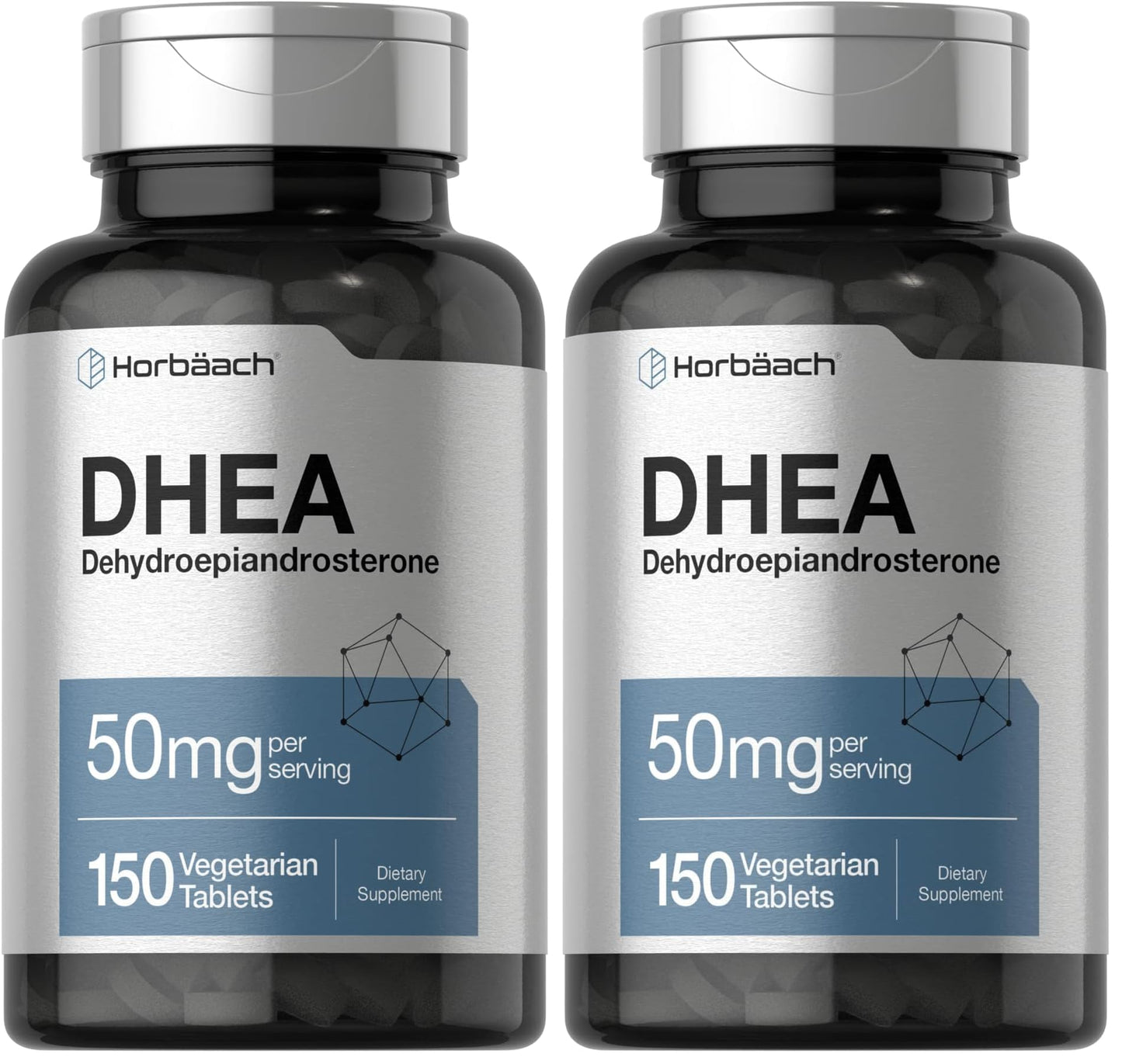 Horbäach DHEA 50mg 150 Tablets | Non-GMO, Gluten Free Supplement (Pack of 2)