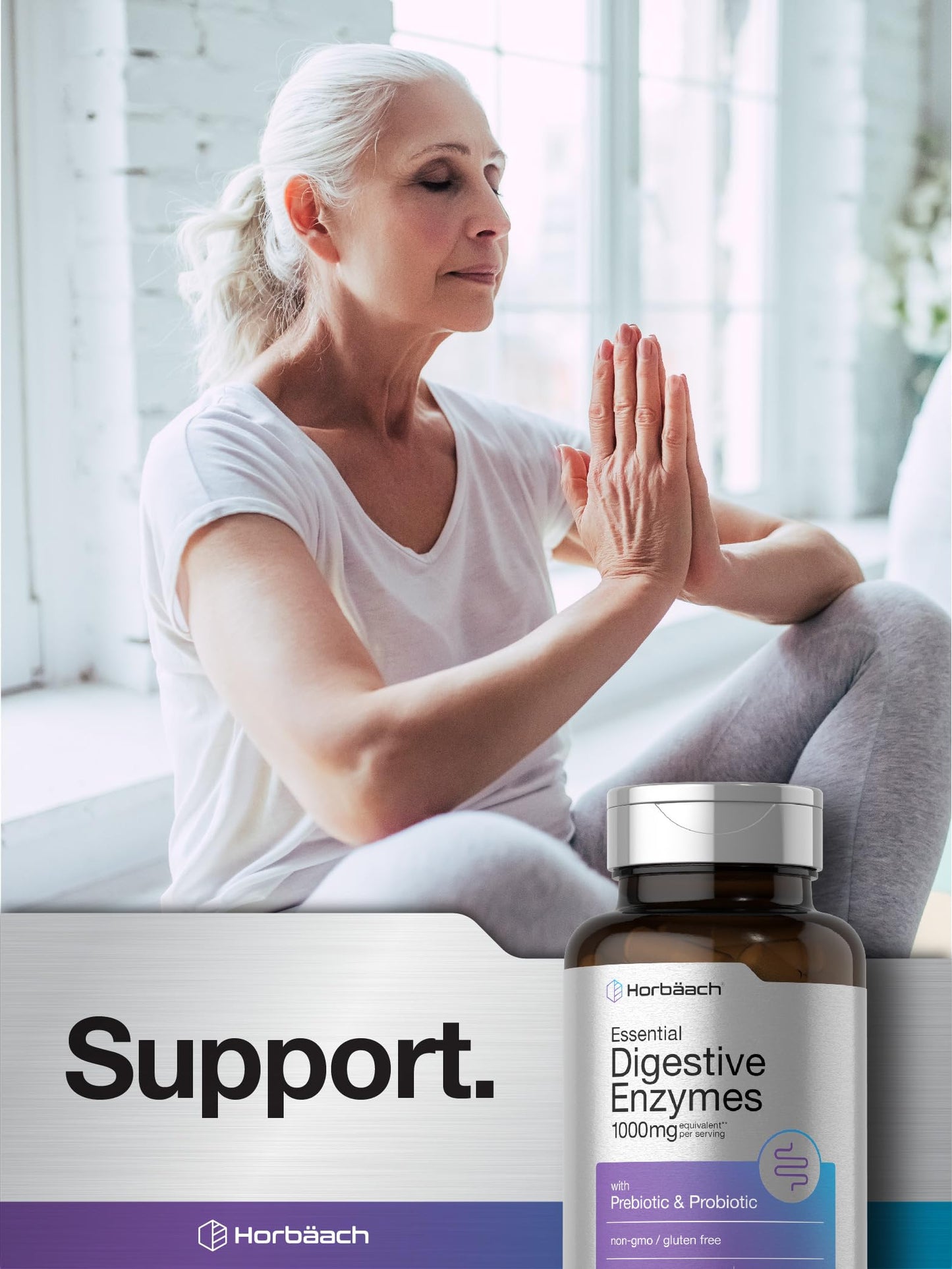 Horbäach Essential Digestive Enzymes – 100 Capsules | Non-GMO & Gluten Free