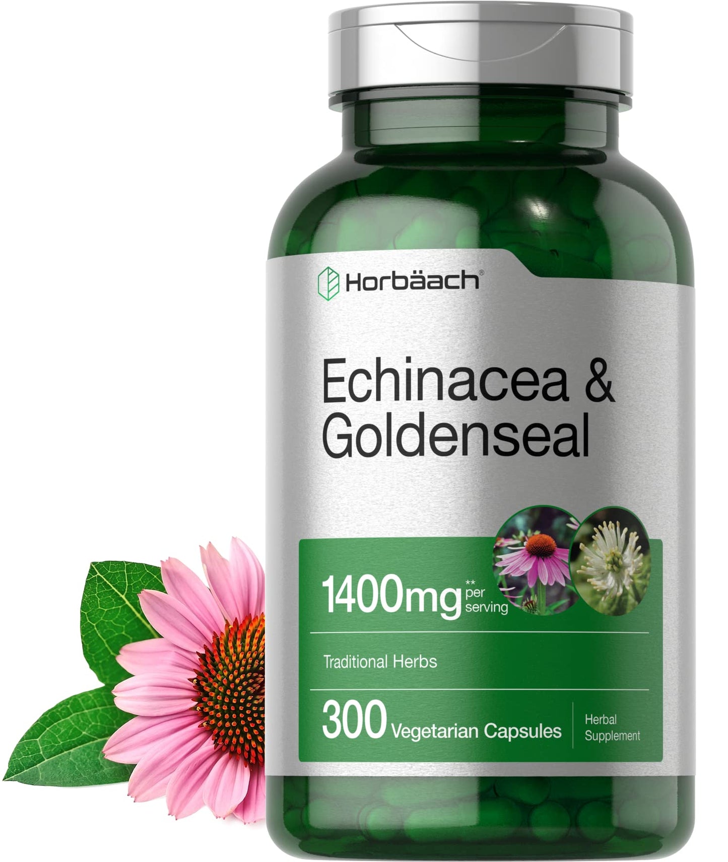 Horbäach Echinacea Goldenseal Capsules 1400mg | 300 Count