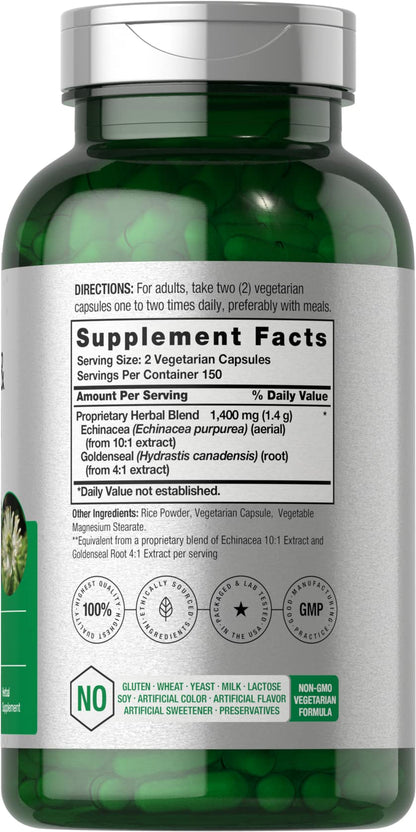 Horbäach Echinacea Goldenseal Capsules 1400mg | 300 Count