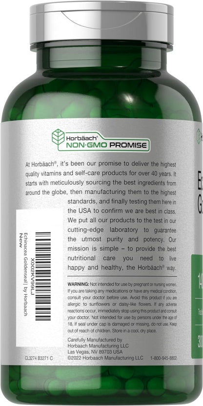 Horbäach Echinacea Goldenseal Capsules 1400mg | 300 Count