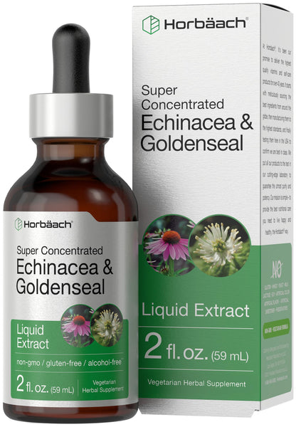 Horbaach Echinacea Goldenseal Liquid Tincture Drops – 2 oz, Alcohol-Free, Vegetarian & Non-GMO