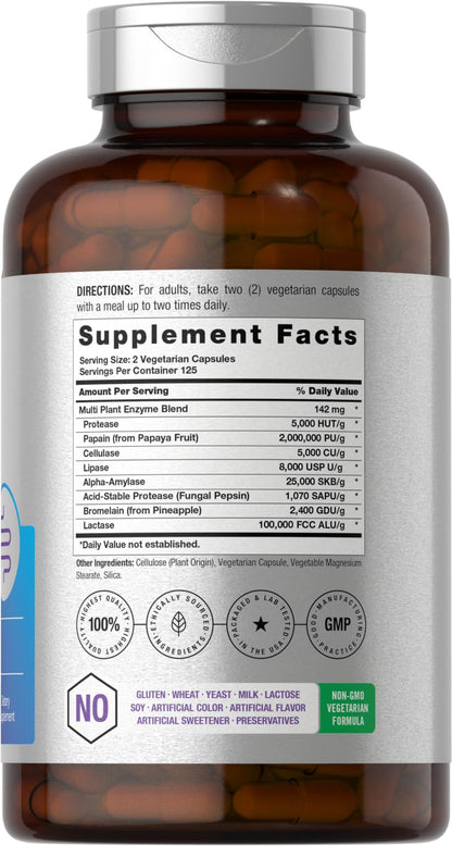 Horbäach Digestive Enzymes - 250 Capsules | Gluten Free & Non-GMO