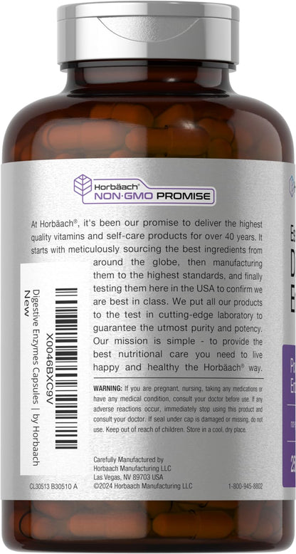 Horbäach Digestive Enzymes - 250 Capsules | Gluten Free & Non-GMO