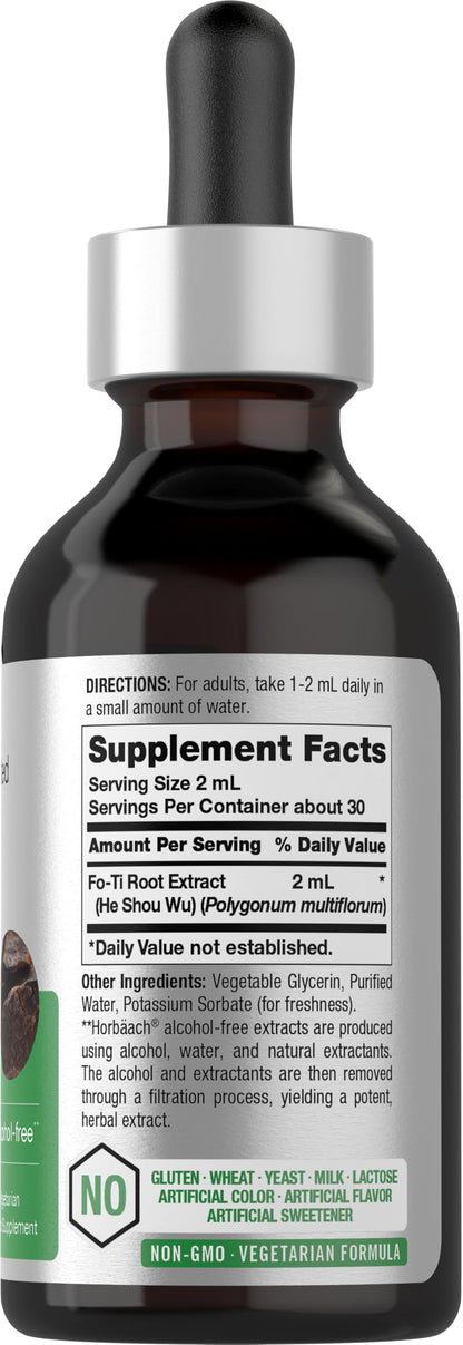 Horbäach FoTi Herb Liquid Root Extract – 2 oz | He Shou Wu | Alcohol Free | Gluten Free | Non-GMO