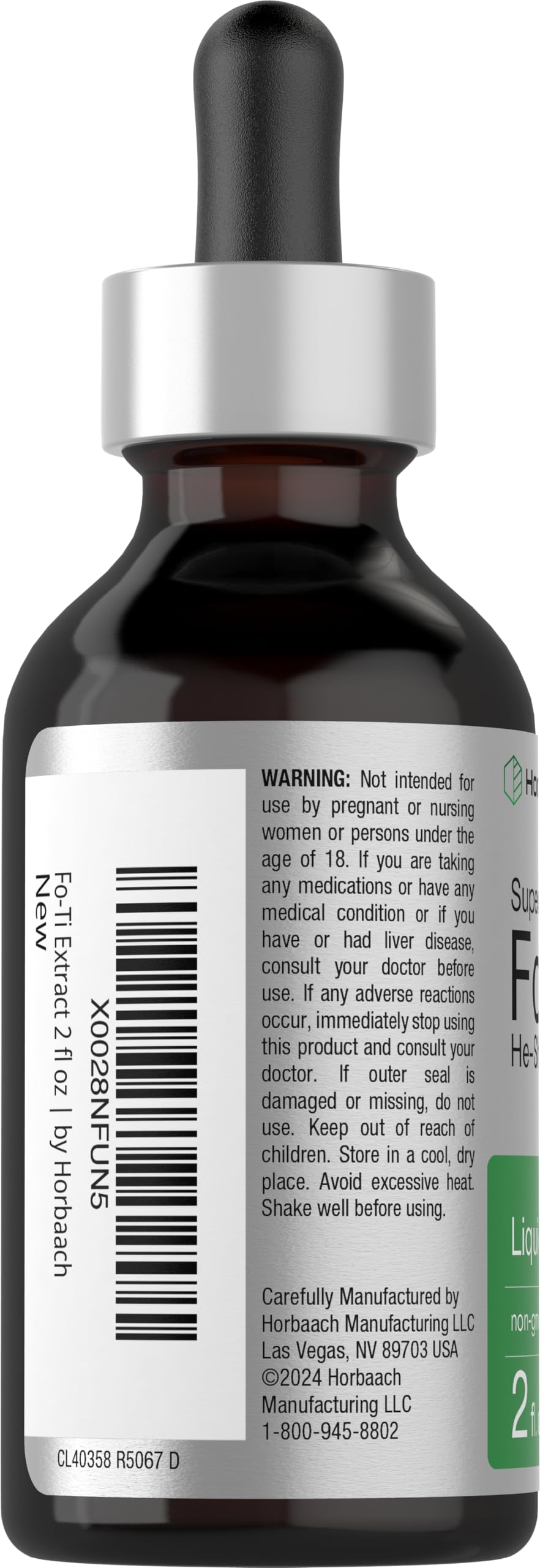 Horbäach FoTi Herb Liquid Root Extract – 2 oz | He Shou Wu | Alcohol Free | Gluten Free | Non-GMO