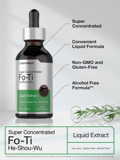 Horbäach FoTi Herb Liquid Root Extract – 2 oz | He Shou Wu | Alcohol Free | Gluten Free | Non-GMO