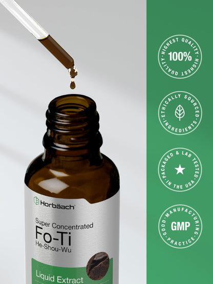 Horbäach FoTi Herb Liquid Root Extract – 2 oz | He Shou Wu | Alcohol Free | Gluten Free | Non-GMO