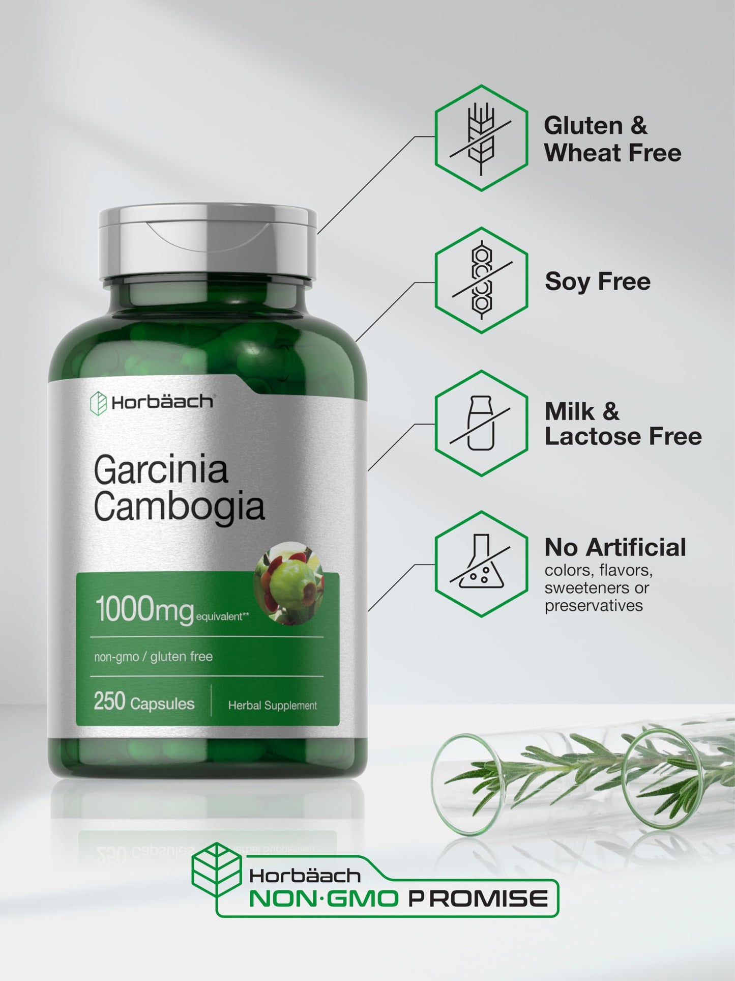 Horbaach Garcinia Cambogia Extract Pills 1000mg | 250 Capsules | Non-GMO