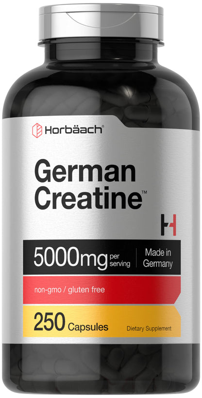 Horbaach German Creatine Monohydrate 5000mg | 250 Capsules | Non-GMO & Gluten Free