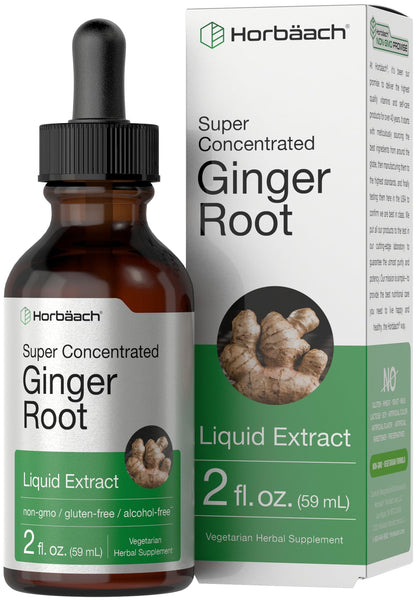 Horbäach Ginger Root Liquid Extract - 2 oz | Alcohol-Free, Gluten-Free, Non-GMO, Vegetarian