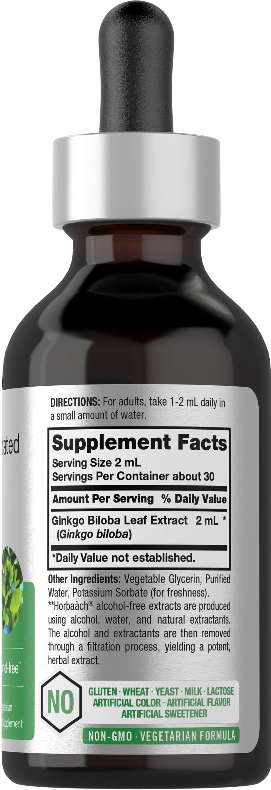 Horbäach Ginkgo Biloba Liquid Extract 2 fl oz – Alcohol-Free, Vegetarian, Non-GMO, Gluten Free