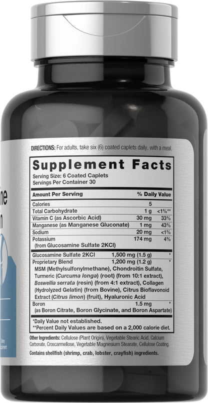 Horbäach Glucosamine Chondroitin | Plus MSM & Turmeric | 180 Coated Caplets | Non-GMO, Gluten Free Supplement (Pack of 2)