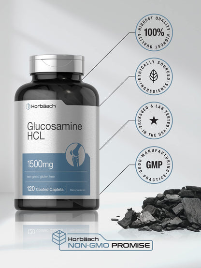 Horbäach Glucosamine HCL 1500mg – 120 Caplets | Non-GMO & Gluten Free